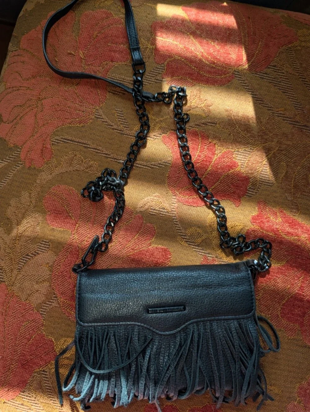 Rebecca Mincoff Fringe Crossbody Shoulder Bag - Black